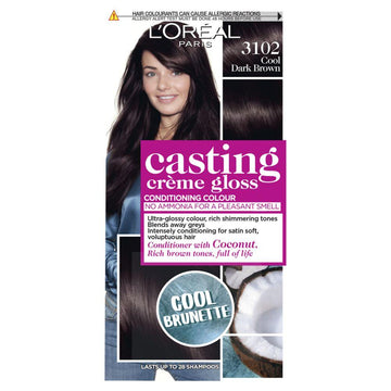 Paris Casting Creme Gloss Semi-Permanent Hair Dye, Brown Hair Dye 3102 Cool Dark Brown